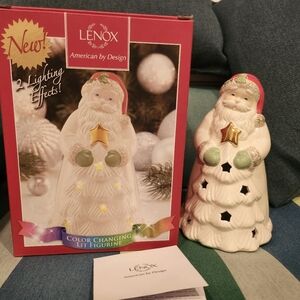 Lenox Seasons Sparkle Santa Lit Figurine 6.75 in. 2 Lighting Effects -  EUC